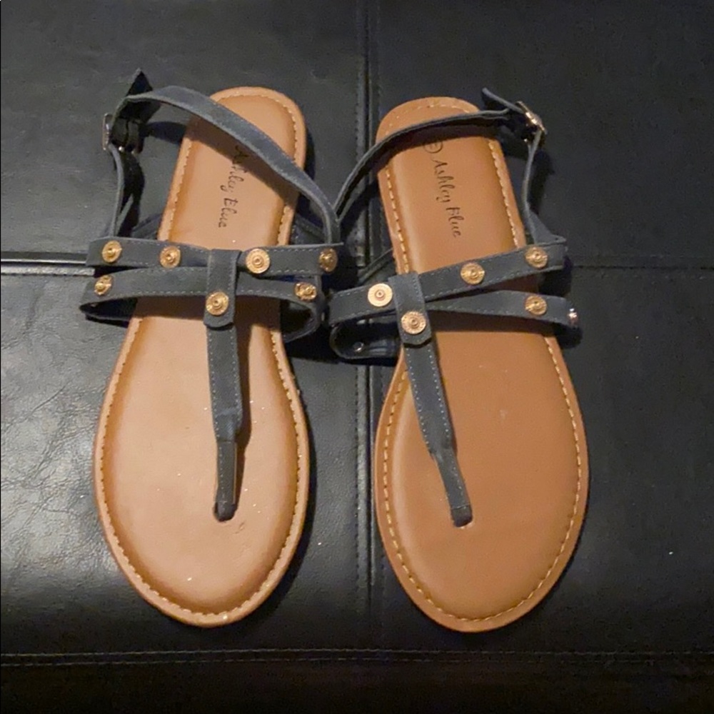 Denim studded sandals